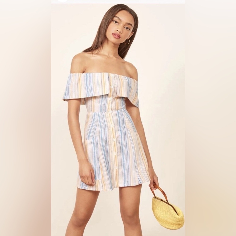 REFORMATION NWOT Landy Off The Shoulder Linen Dress